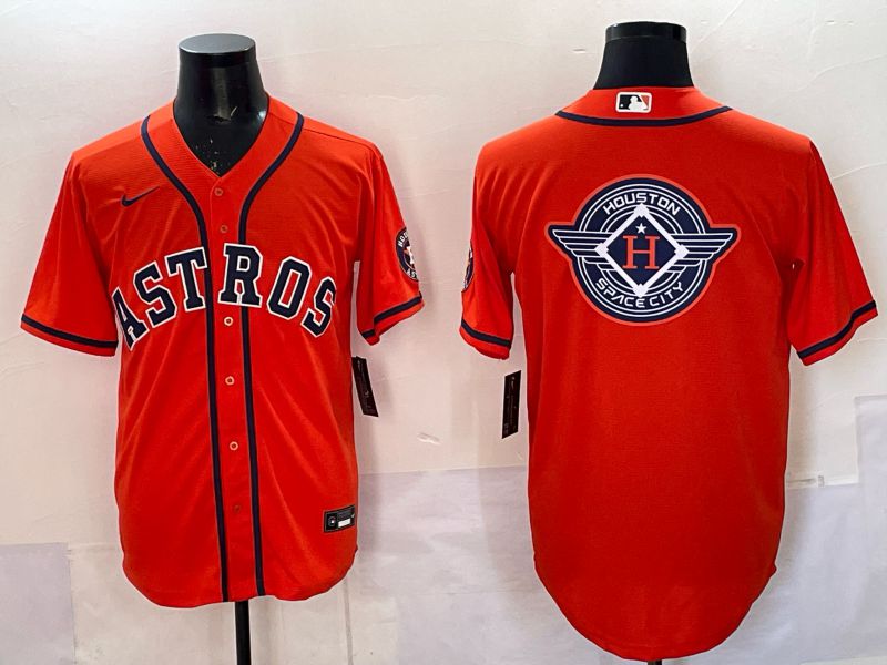 Men 2025 Houston Astros Blank Orange Nike MLB Jersey style 076